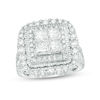 Thumbnail Image 1 of 4 CT. T.W. Quad Princess-Cut Diamond Vintage-Style Double Frame Engagement Ring in 14K White Gold