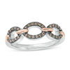 Thumbnail Image 0 of 1/5 CT. T.W. Enhanced Champagne Diamond Triple Link Ring in Sterling Silver and 10K Rose Gold