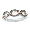 Thumbnail Image 1 of 1/5 CT. T.W. Enhanced Champagne Diamond Triple Link Ring in Sterling Silver and 10K Rose Gold