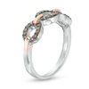 Thumbnail Image 2 of 1/5 CT. T.W. Enhanced Champagne Diamond Triple Link Ring in Sterling Silver and 10K Rose Gold