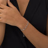 Thumbnail Image 2 of 1/4 CT. T.W. Enhanced Champagne Diamond Oval Outline Link Bolo Bracelet in Sterling Silver and 10K Rose Gold - 9.5"