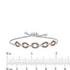 Thumbnail Image 3 of 1/4 CT. T.W. Enhanced Champagne Diamond Oval Outline Link Bolo Bracelet in Sterling Silver and 10K Rose Gold - 9.5"