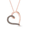 Thumbnail Image 1 of 1/15 CT. T.W. Enhanced Champagne Diamond Tilted Heart Outline Pendant in 10K Rose Gold