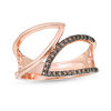Thumbnail Image 1 of 1/6 CT. T.W. Enhanced Champagne Diamond Double Leaf Outline Wrap Ring in 10K Rose Gold