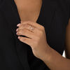 Thumbnail Image 2 of 1/6 CT. T.W. Enhanced Champagne Diamond Double Leaf Outline Wrap Ring in 10K Rose Gold
