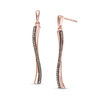Thumbnail Image 1 of 1/6 CT. T.W. Enhanced Champagne Diamond Ribbon Drop Earrings in 10K Rose Gold