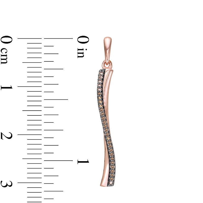 Main Image 3 of 1/6 CT. T.W. Enhanced Champagne Diamond Ribbon Drop Earrings in 10K Rose Gold