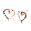 Thumbnail Image 1 of 1/10 CT. T.W. Enhanced Champagne Diamond Heart Outline Stud Earrings in 10K Rose Gold