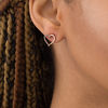 Thumbnail Image 2 of 1/10 CT. T.W. Enhanced Champagne Diamond Heart Outline Stud Earrings in 10K Rose Gold