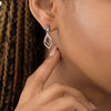 Thumbnail Image 2 of 1/4 CT. T.W. Enhanced Champagne and White Diamond Marquise Outline Drop Earrings in Sterling Silver and 10K Rose Gold