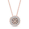 Thumbnail Image 1 of 1/4 CT. T.W. Enhanced Champagne and White Diamond Scallop Frame Pendant in 10K Rose Gold