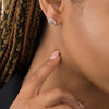 Thumbnail Image 2 of 1/2 CT. T.W. Enhanced Champagne and White Diamond Scallop Frame Stud Earrings in 10K Rose Gold