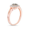 Thumbnail Image 2 of 1/4 CT. T.W. Enhanced Champagne and White Diamond Scallop Frame Split Shank Ring in 10K Rose Gold