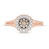 Thumbnail Image 4 of 1/4 CT. T.W. Enhanced Champagne and White Diamond Scallop Frame Split Shank Ring in 10K Rose Gold