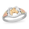 Thumbnail Image 1 of Black Hills Gold Horse, Horseshoe and Leaves Ring in Sterling Silver and 10K Gold