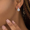 Thumbnail Image 2 of 5.0mm Aquamarine and 1/8 CT. T.W. Diamond Scallop Frame Vintage-Style Drop Earrings in 10K White Gold