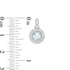 Thumbnail Image 2 of 5.0mm Aquamarine and 1/8 CT. T.W. Diamond Scallop Frame Vintage-Style Drop Earrings in 10K White Gold