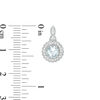 Thumbnail Image 3 of 5.0mm Aquamarine and 1/8 CT. T.W. Diamond Scallop Frame Vintage-Style Drop Earrings in 10K White Gold