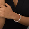 Thumbnail Image 2 of 3.5mm Lab-Created Opal Double Row Bracelet in Sterling Silver with 10K Rose Gold Plate - 7.25"