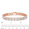 Thumbnail Image 4 of 3.5mm Lab-Created Opal Double Row Bracelet in Sterling Silver with 10K Rose Gold Plate - 7.25"