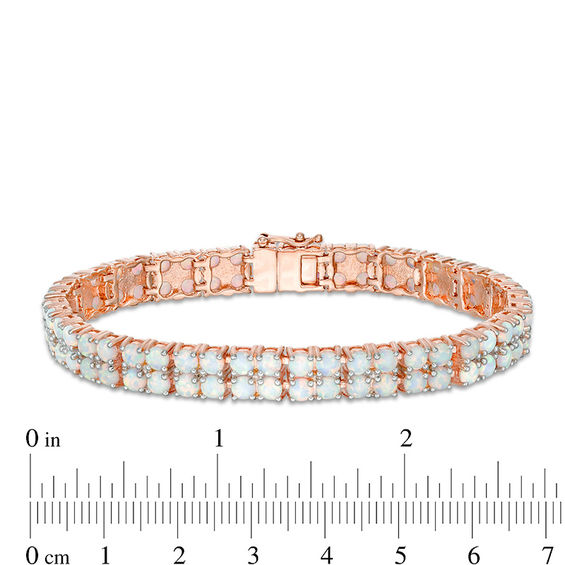 3.5mm Lab-Created Opal Double Row Bracelet in Sterling Silver with 10K Rose Gold Plate - 7.25"
