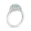 Thumbnail Image 3 of 7.0mm Aquamarine and 1/6 CT. T.W. Diamond Scallop Frame Vintage-Style Ring in 10K White Gold