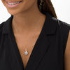 Thumbnail Image 2 of 7.0mm Aquamarine and 1/8 CT. T.W. Diamond Scallop Frame Vintage-Style Pendant in 10K White Gold