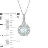 Thumbnail Image 3 of 7.0mm Aquamarine and 1/8 CT. T.W. Diamond Scallop Frame Vintage-Style Pendant in 10K White Gold