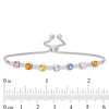 Thumbnail Image 3 of 4.0mm Lab-Created Multi-Color and White Sapphire Seven Stone Station Bolo Bracelet in Sterling Silver - 9.0"