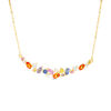 Thumbnail Image 1 of Lab-Created Multi-Color and White Sapphire Curved Cluster Necklace in Sterling Silver with 18K Gold Plate