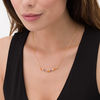 Thumbnail Image 2 of Lab-Created Multi-Color and White Sapphire Curved Cluster Necklace in Sterling Silver with 18K Gold Plate