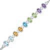 Thumbnail Image 1 of Oval Multi-Gemstone and White Topaz Bracelet in Sterling Silver - 7.5"
