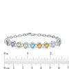 Thumbnail Image 4 of Oval Multi-Gemstone and White Topaz Bracelet in Sterling Silver - 7.5"