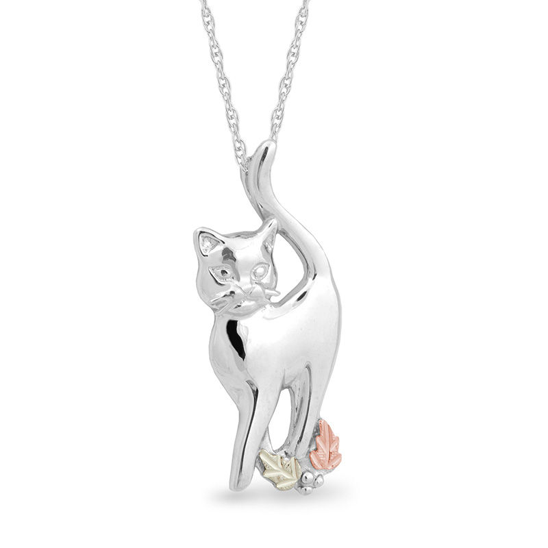 Black Hills Gold Cat Pendant in Sterling Silver