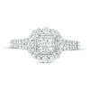 3/4 CT. T.W. Quad Princess-Cut Diamond Vintage-Style Frame Engagement Ring in 14K White Gold