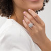 Thumbnail Image 2 of 2 CT. T.W. Quad Princess-Cut Diamond Vintage-Style Double Frame Multi-Row Engagement Ring in 14K White Gold