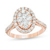Thumbnail Image 1 of 1-1/2 CT. T.W. Composite Diamond Oval Frame Engagement Ring in 14K Rose Gold