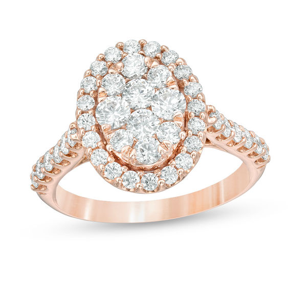 1-1/2 CT. T.w. Composite Diamond Oval Frame Engagement Ring in 14K Rose Gold