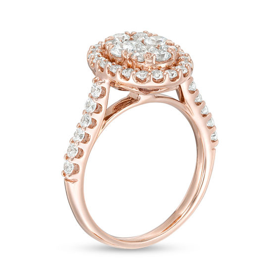 1-1/2 CT. T.w. Composite Diamond Oval Frame Engagement Ring in 14K Rose Gold