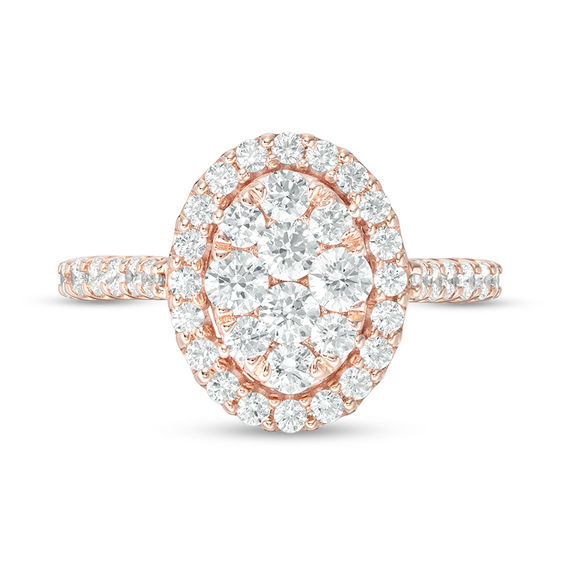 1-1/2 CT. T.w. Composite Diamond Oval Frame Engagement Ring in 14K Rose Gold