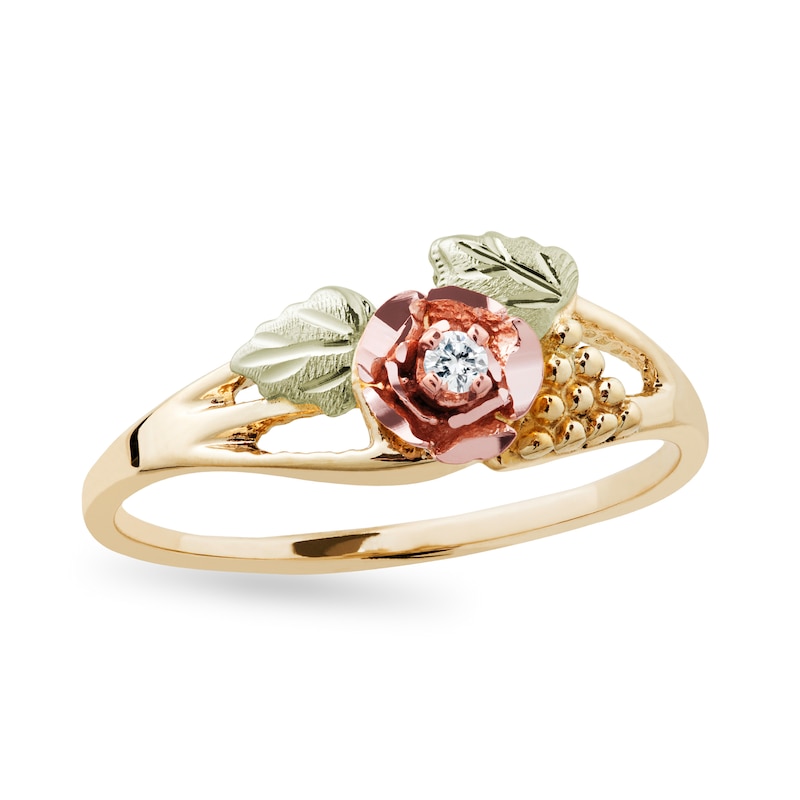 Main Image 1 of Black Hills Gold 1/20 CT. Diamond Solitaire Rose Ring