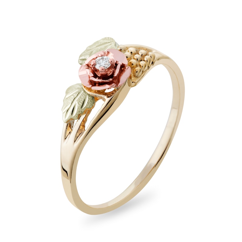 Main Image 2 of Black Hills Gold 1/20 CT. Diamond Solitaire Rose Ring
