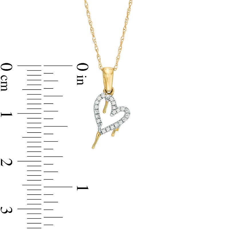 Main Image 3 of 1/20 CT. T.W. Diamond Tilted Dripping Heart Pendant in 10K Gold