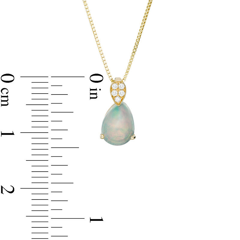 Main Image 3 of Pear-Shaped Opal and Diamond Accent Teardrop Pendant in 10K Gold