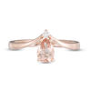 Thumbnail Image 3 of Pear-Shaped Morganite and Diamond Accent Chevron Ring in 10K Rose Gold