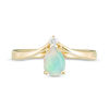 Thumbnail Image 4 of Pear-Shaped Opal and Diamond Accent Chevron Ring in 10K Gold