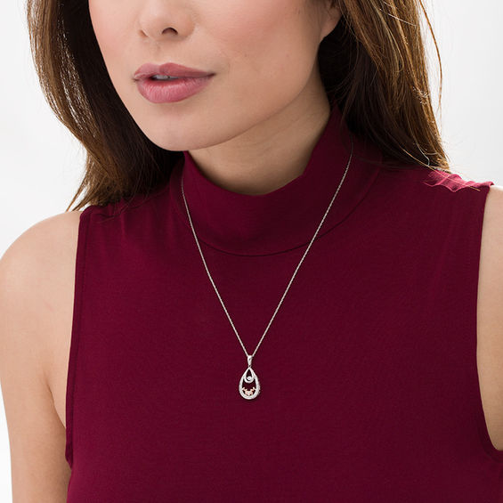 Unstoppable Love™ 1/8 CT. T.W. Diamond "MOM" Double Teardrop Pendant in Sterling Silver and 10K Rose Gold Unstoppable Love™ 1/8 CT. T.W. Diamond "MOM" Double Teardrop Pendant in Sterling Silver and 10K Rose Gold