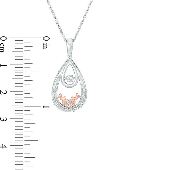 Unstoppable Love™ 1/8 CT. T.W. Diamond "MOM" Double Teardrop Pendant in Sterling Silver and 10K Rose G