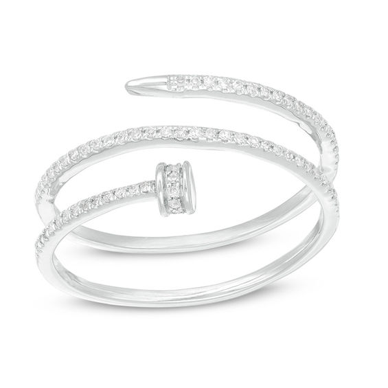 1/6 CT. T.w. Diamond Wraparound Nail Ring in 10K White Gold