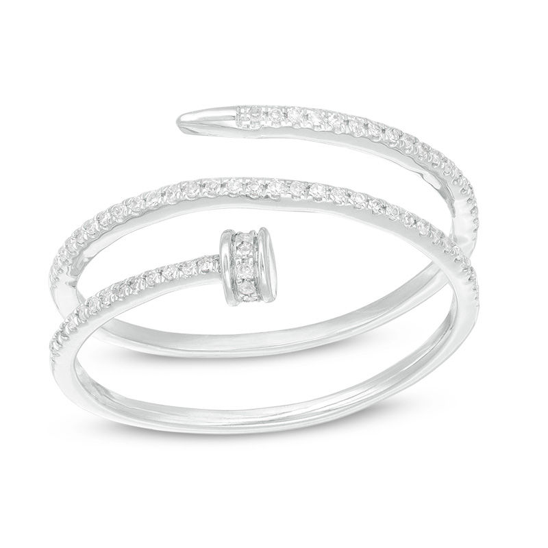 Main Image 1 of 1/6 CT. T.W. Diamond Wraparound Nail Ring in 10K White Gold